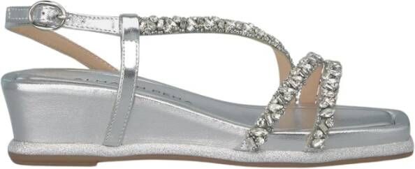 Alma en Pena Rhinestone wedge sandal strips Gray Dames