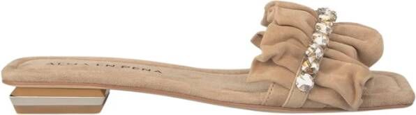 Alma en Pena Ruffled Flat Sandal Beige Dames