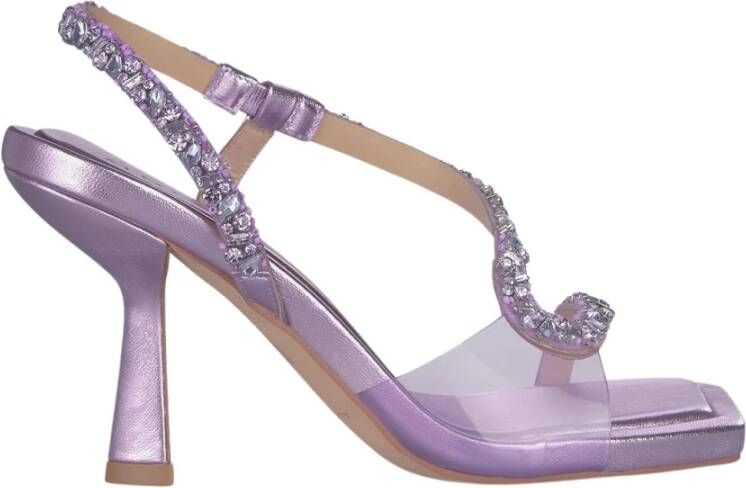 Alma en Pena Sandaal met hoge hak en strass-strip Purple Dames