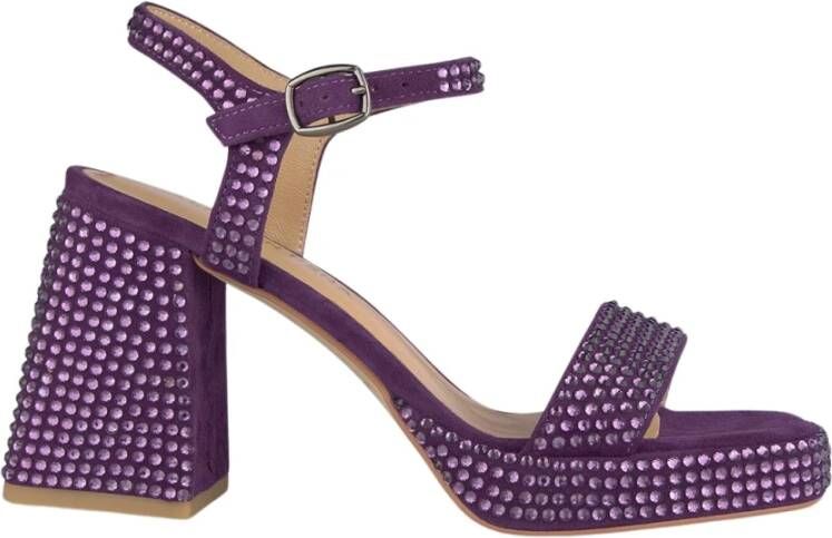 Alma en Pena Sandalettes met juweelblokhak Purple Dames