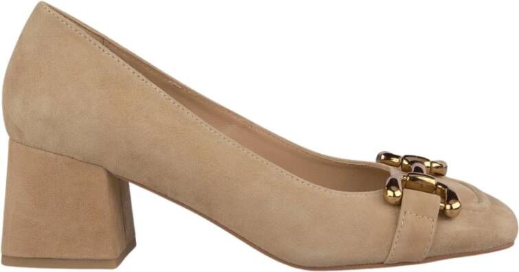 Alma en Pena Leren pumps met vierkante neus Beige Dames