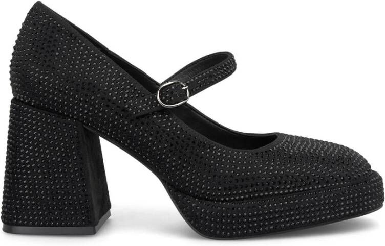 Alma en Pena Schoenen met blokhak en strass Black Dames