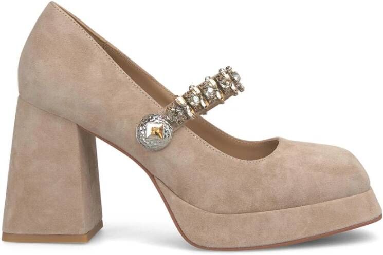 Alma en Pena Schoenen met hak strass knoop Beige Dames