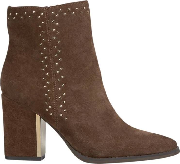 Alma en Pena Side zip studded bootie Brown Dames