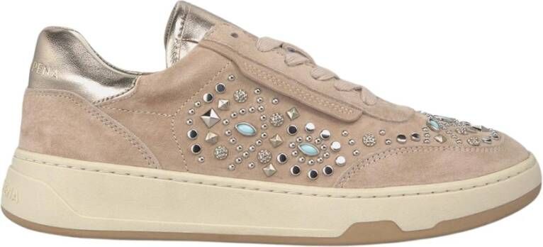 Alma en Pena Sneakers met studs van leer Beige Dames