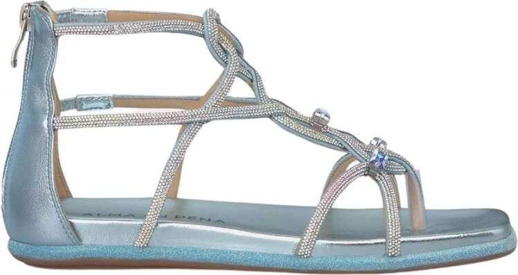 Alma en Pena Sprankelende platte sandaal met ritssluiting Blue Dames