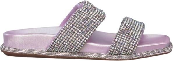 Alma en Pena Sprankelende platte sandaal met strass bandjes Purple Dames