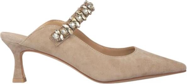 Alma en Pena Stijlvolle hoge muiltjes met strass detail Beige Dames