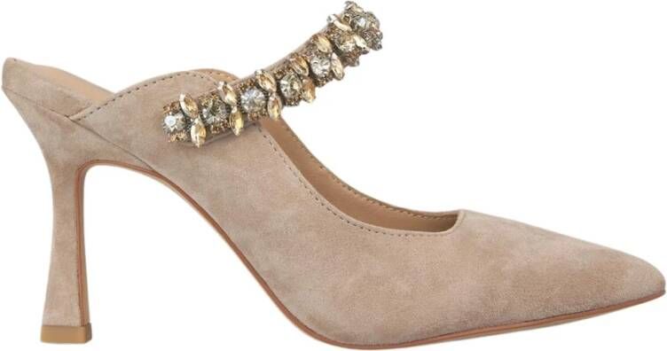 Alma en Pena Stijlvolle muiltjes met strass detail Beige Dames