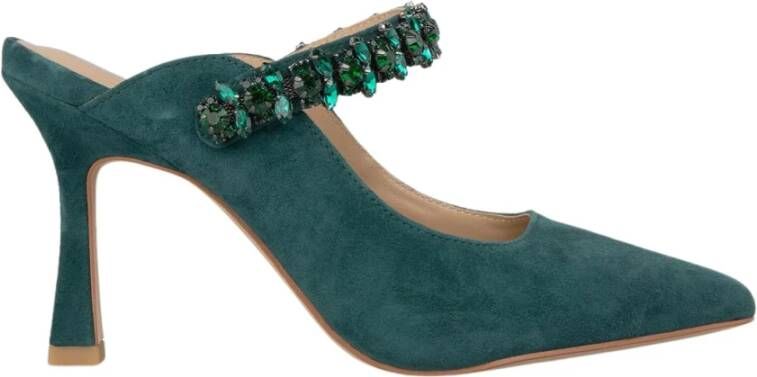 Alma en Pena Stijlvolle muiltjes met strass detail Green Dames