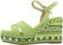 Alma en Pena Rhinestone Wedge Sandaal met Vlechtdetail Green Dames - Thumbnail 1