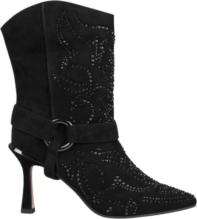 Alma en Pena Stiletto Enkellaarsjes met Strass Black Dames