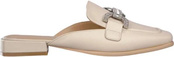 Alma en Pena Stirrup Rhinestone Mules White Dames