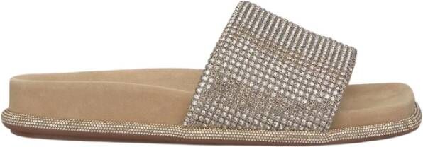 Alma en Pena Strass Strap Platte Sandaal Beige Dames