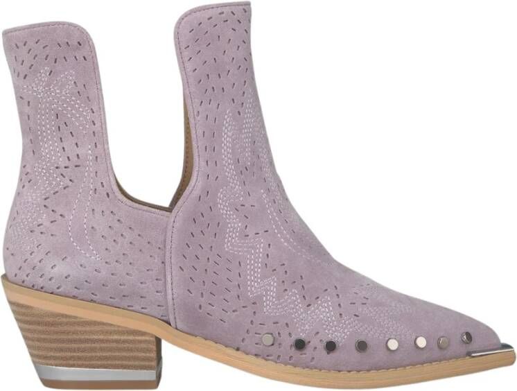 Alma en Pena Studded ankle boot with side openings Purple Dames