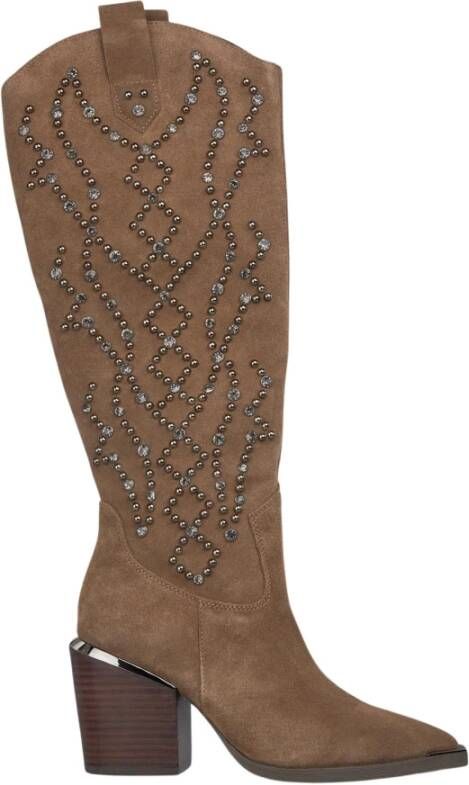 Alma en Pena Studded Blokhak Laars Brown Dames