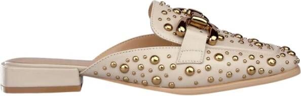 Alma en Pena Studded Flat Mules White Dames