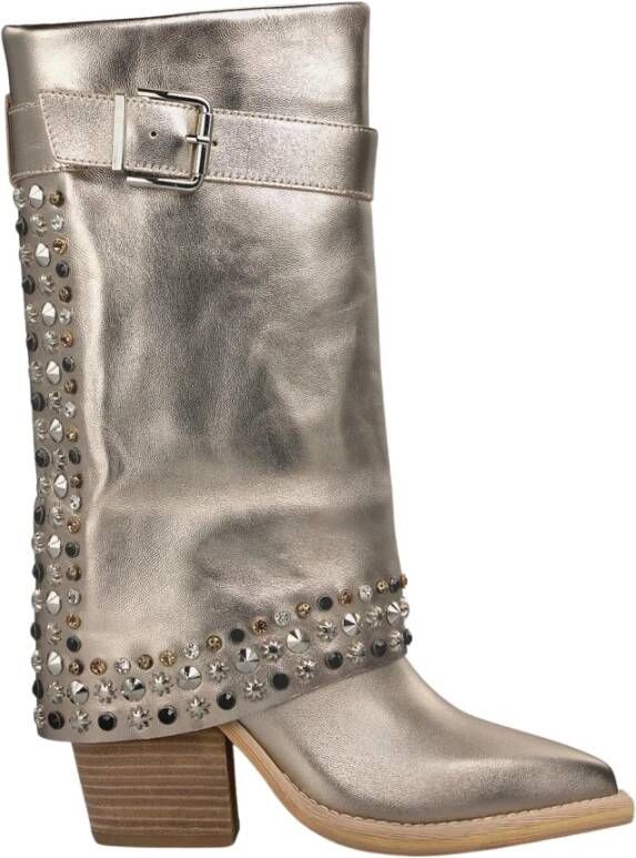 Alma en Pena Studded Heeled Boot Yellow Dames