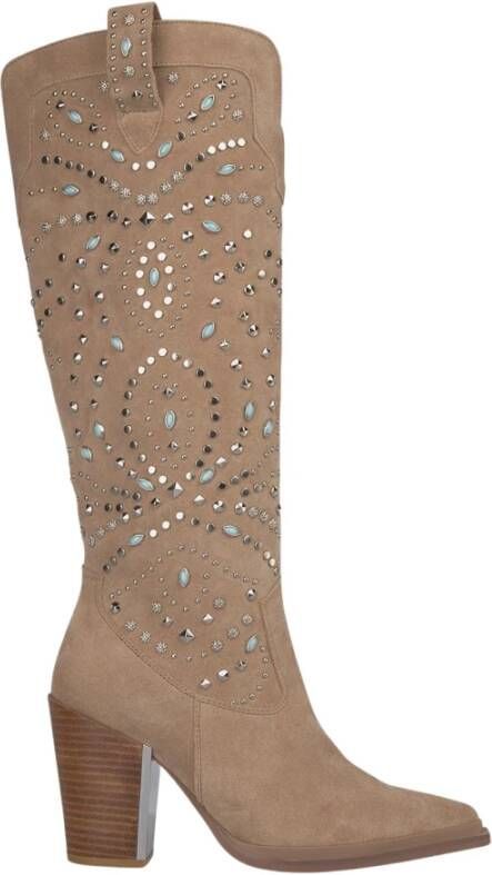 Alma en Pena Studded heeled boots Brown Dames