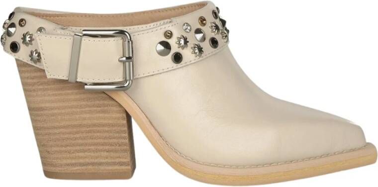 Alma en Pena Studded Heeled Clogs White Dames