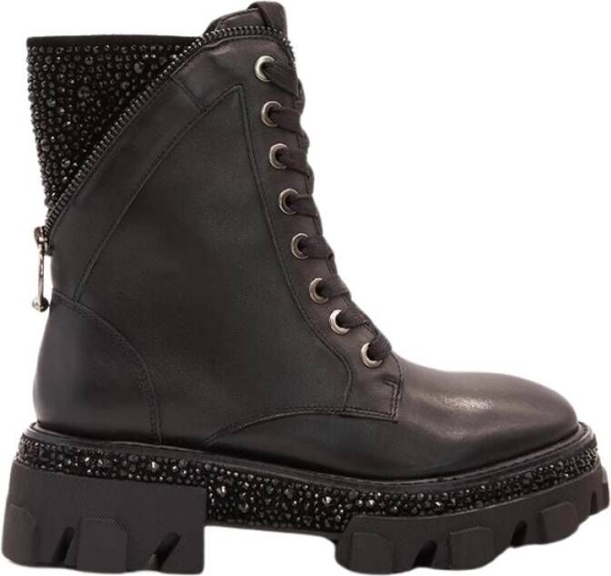 Alma en Pena Studded Leren Enkellaarzen Black Dames