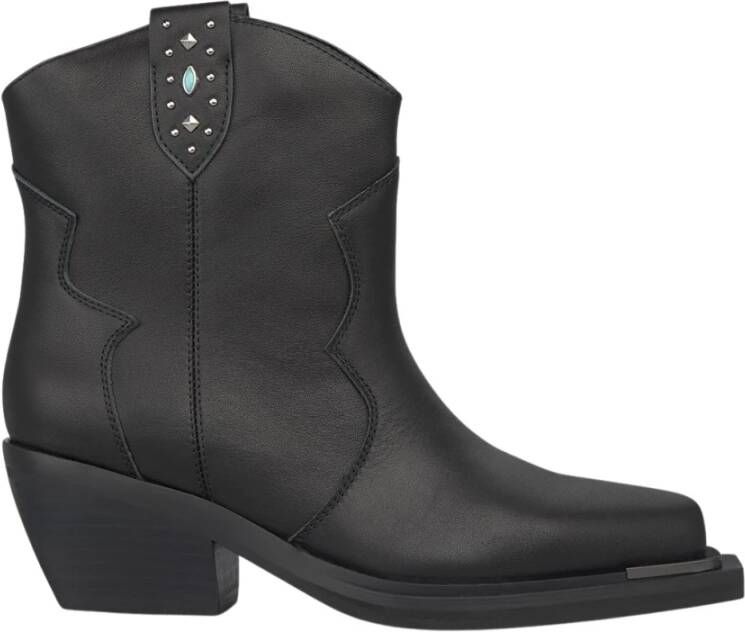 Alma en Pena Studded Leren Enkellaarzen Black Dames