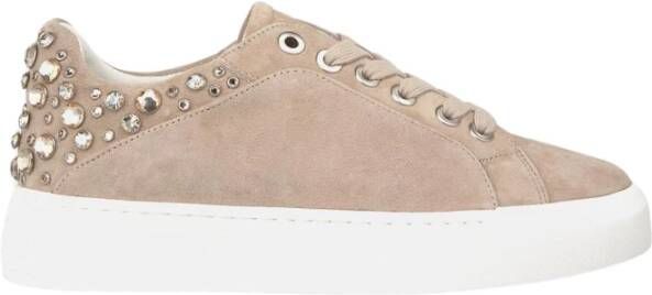 Alma en Pena Studded Leren Sneaker Platform Schoenen Beige Dames