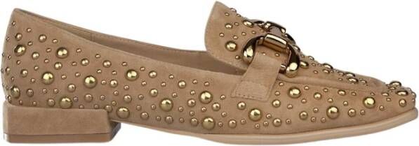 Alma en Pena Studded Womens Flat Moccasin Brown Dames