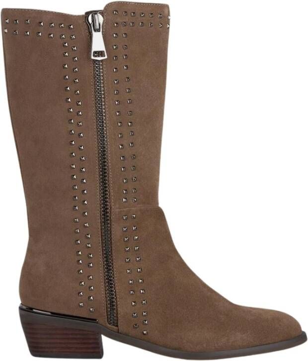 Alma en Pena Studded zip enkellaarsjes met studs Brown Dames