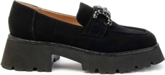 Alma en Pena Suède Juweel Mocassins Herfst Winter Collectie Black Dames