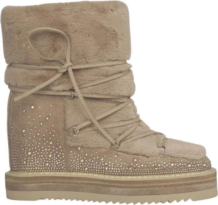 Alma en Pena Veterschoen bontlaars Beige Dames