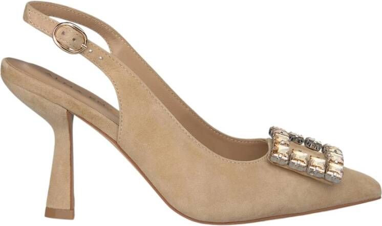 Alma en Pena Vierkante Broche Hak Schoen Beige Dames