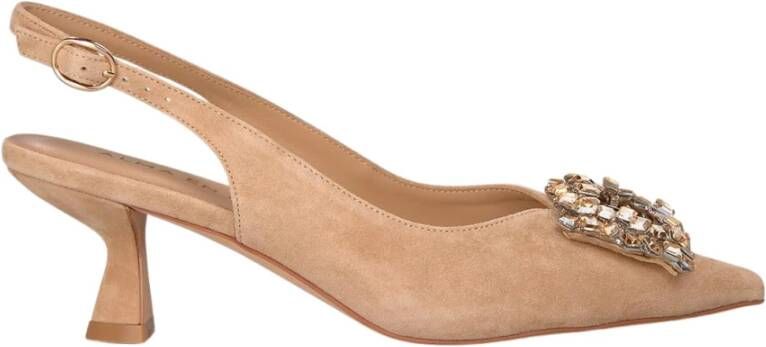 Alma en Pena Vierkante Broche Hak Schoen Beige Dames