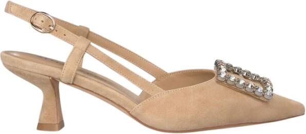 Alma en Pena Vierkante Broche Hakken Schoenen Beige Dames