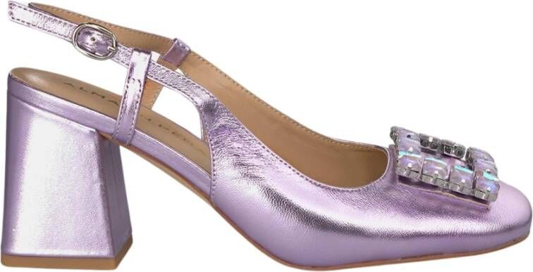 Alma en Pena Vierkante hak brogue schoen Purple Dames