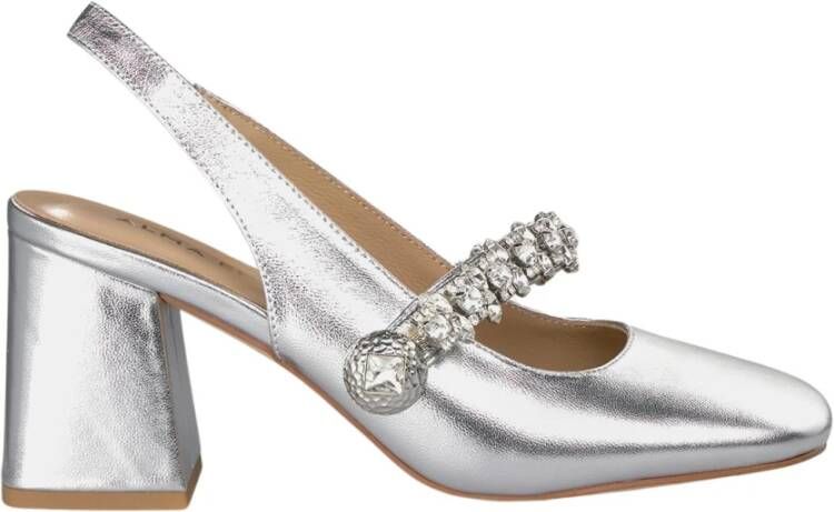 Alma en Pena Vierkante Hak Damesschoenen met Strass Detail Gray Dames