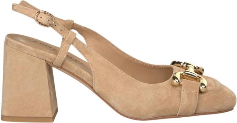 Alma en Pena Vierkante hak gesp schoen Beige Dames