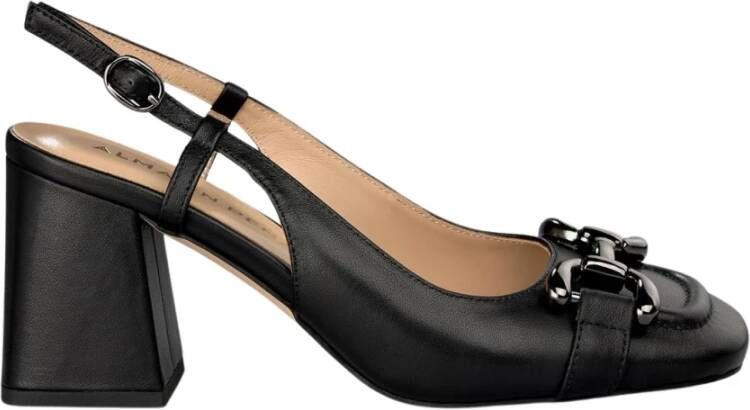 Alma en Pena Vierkante hak gesp schoen Black Dames