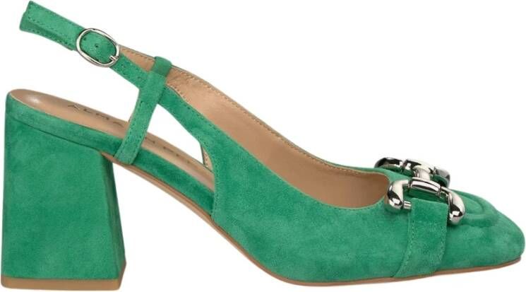 Alma en Pena Vierkante hak gesp schoen Green Dames