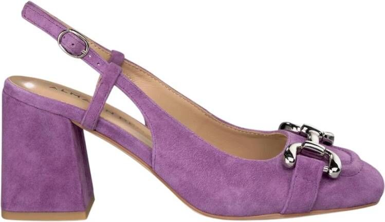 Alma en Pena Vierkante hak gesp schoen Purple Dames