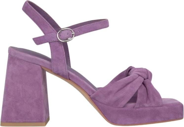 Alma en Pena Vierkante Hak Knoop Sandaal Purple Dames