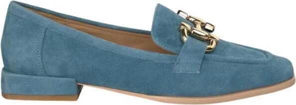 Alma en Pena Vierkante Neus Leren Loafer Blue Dames