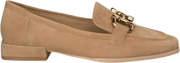 Alma en Pena Vierkante Neus Leren Loafers Brown Dames