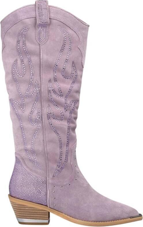 Alma en Pena Vlam Detail Cowboy Laarzen Purple Dames