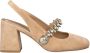 Alma en Pena Vrouwen schoenen met vierkante hak en strass detail Beige Dames - Thumbnail 1