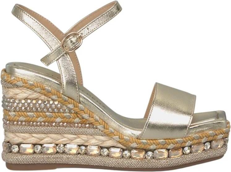 Alma en Pena Wedge Sandaal met Strass Details Yellow Dames