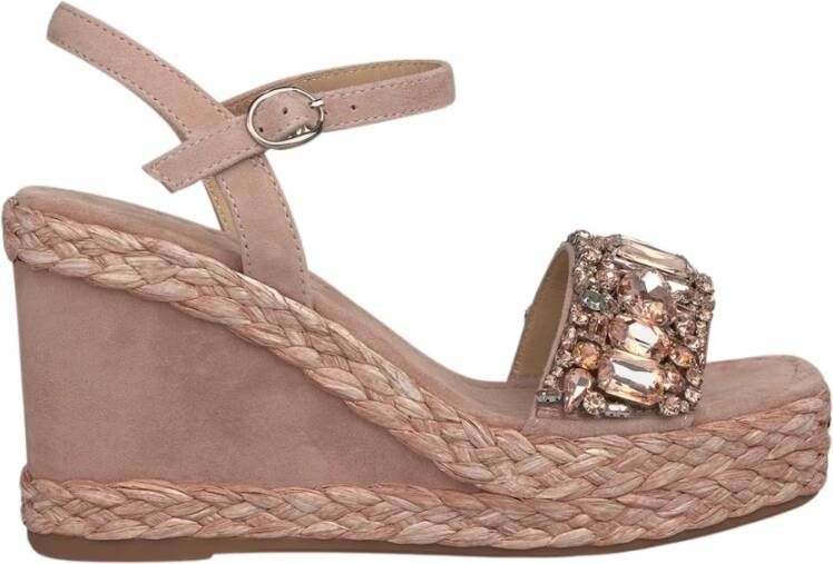 Alma en Pena Wedge Sandaal met Strassband Pink Dames