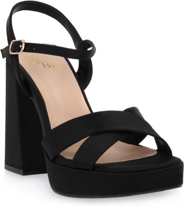 Alma en Pena Zwarte Satijnen Hoge Hak Sandalen Black Dames