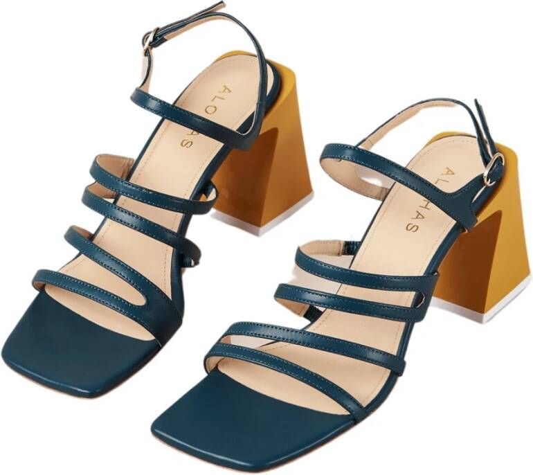 ALOHAS Aubrey Diepblauwe Leren Sandalen Blue Dames