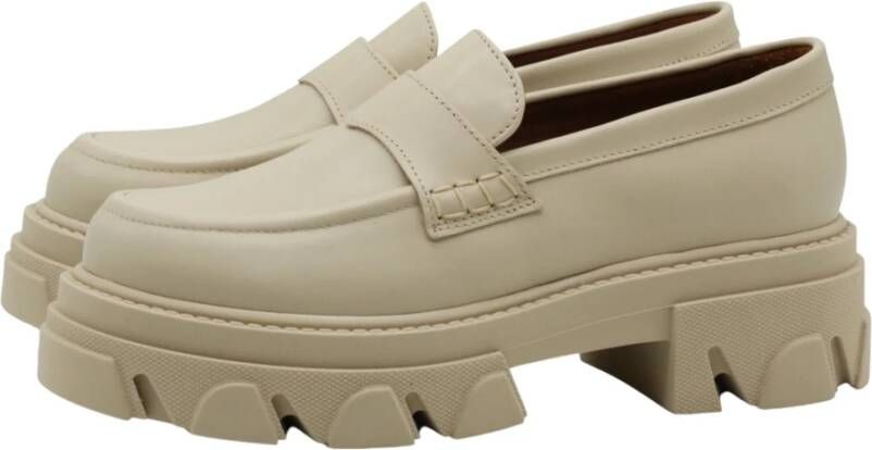 ALOHAS Cream Leather Loafers Trailblazer Style Beige Dames